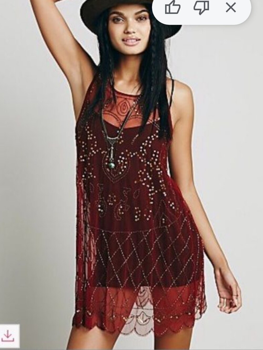 Free People Wine  Beaded Midi Dress Size S